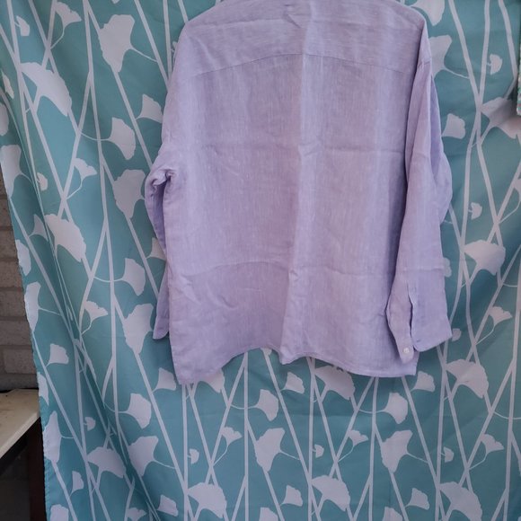 J.JILL Purple Linen Button up L/Sleeve Oversized Blouse +measurement - Picture 10 of 11
